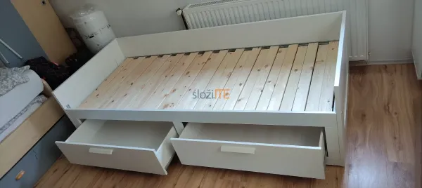 Bijeli Ikea Brimnes krevet sa dvije ladice