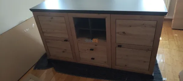 Hom in komoda tamno siva, hrast Artisan