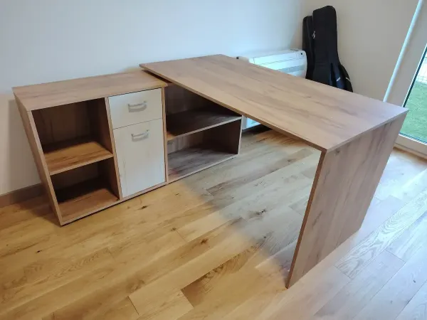 Kutni uredski stol Gilroy 113 (Craft hrast + Zanat bijela)